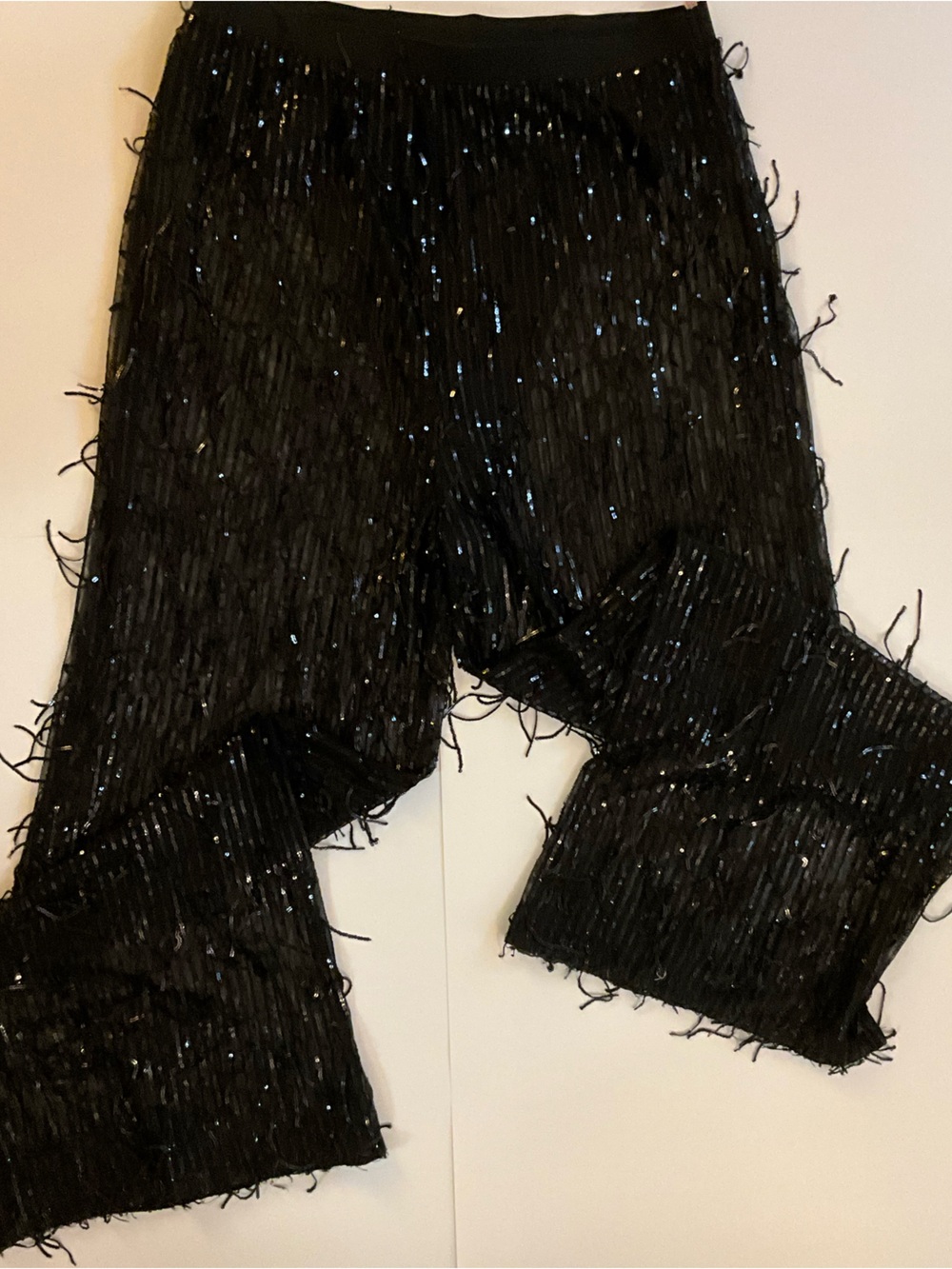 Jaded Rose Black Mesh Tassel Fringe Sequin Pants - Party & Festival - XL - Picture 5 of 8